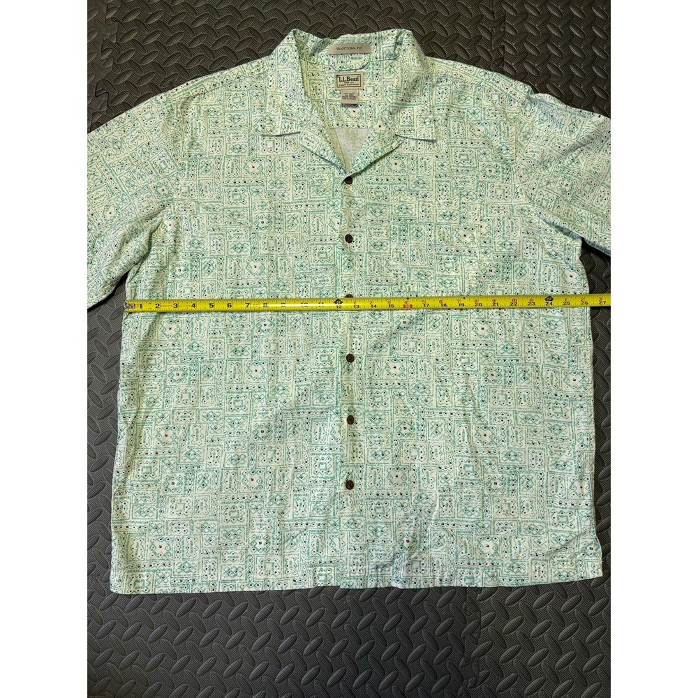 LL Bean Shirt Mens Large 261082 Hawaiian Button Up Short Sleeve 100% Cotton - Picture 4 of 4